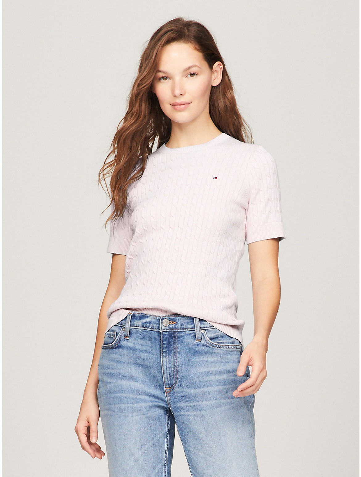 Tommy Hilfiger Women's Short-Sleeve Cable Sweater
