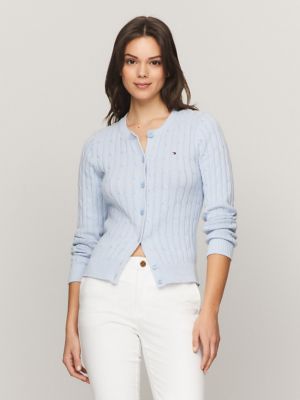 Tommy Hilfiger Women's Long-Sleeve Bayview-Dot Pintuck Top Blue