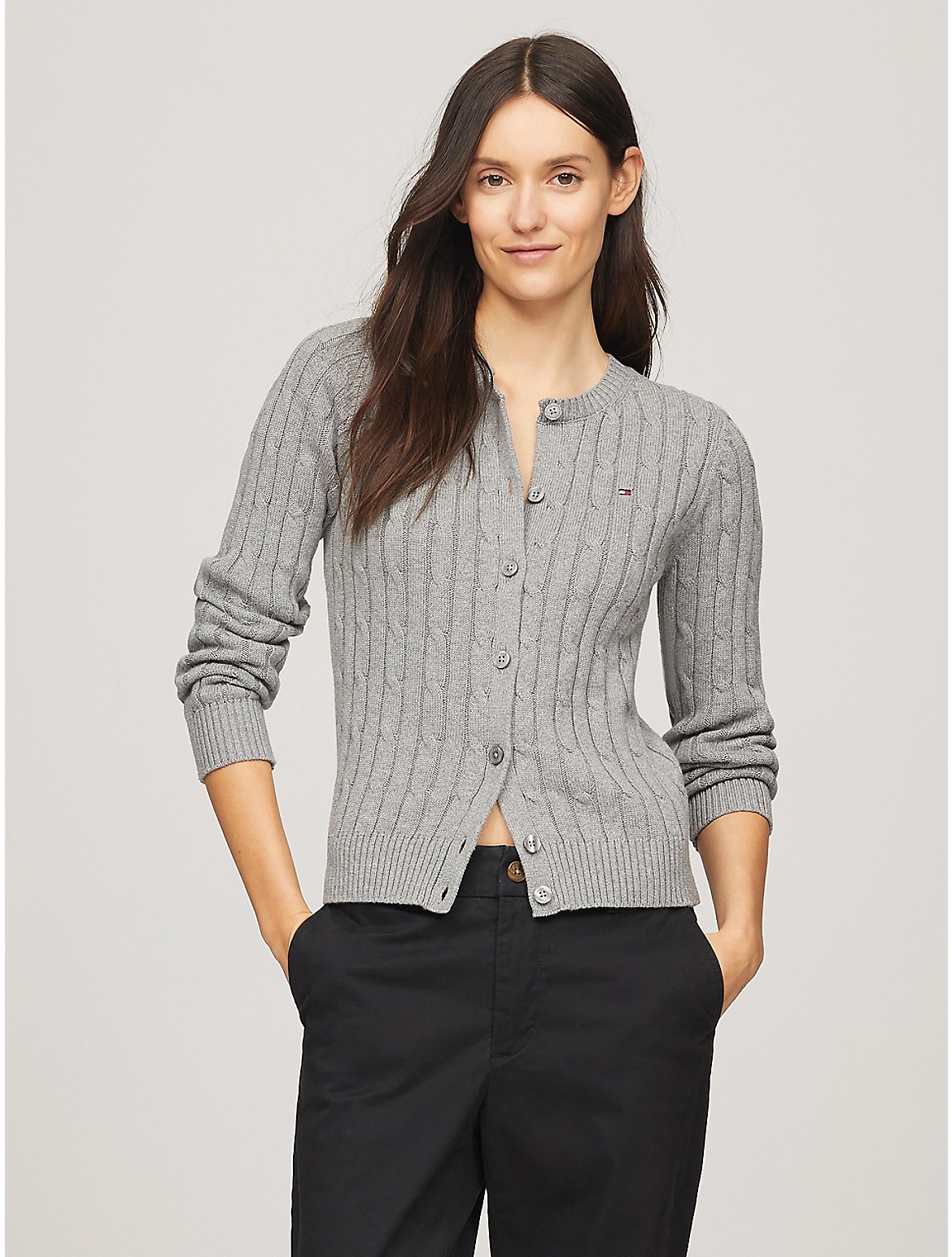 Tommy Hilfiger Women's Solid Cable Knit Cardigan