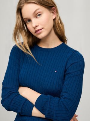 Tommy newest Hilfiger Womens Long Sleeve Crewneck Pullover Blue NEW /Sz L/ TPT1T0033