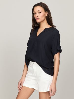 Solid Roll Tab Short-Sleeve Top | Tommy Hilfiger