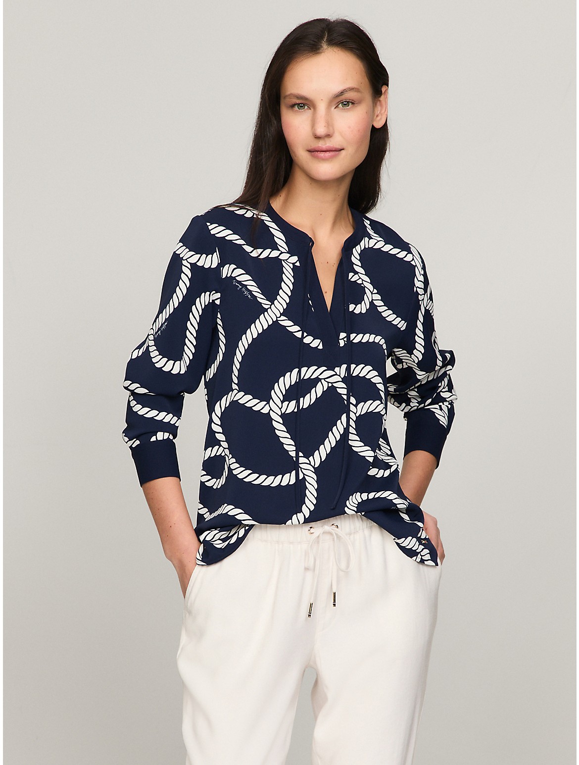 Tommy Hilfiger Women's Nautical Rope Print Pullover Top