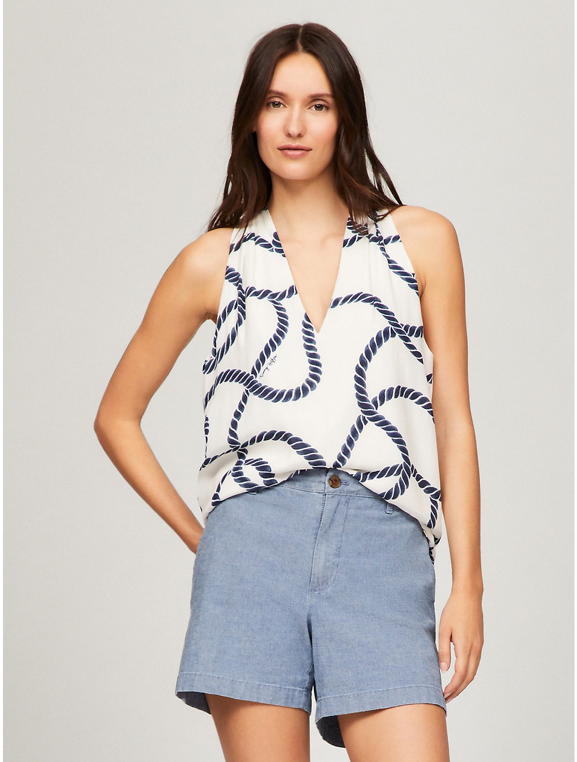 Tommy Hilfiger Women's Nautical Rope Print Halter Top