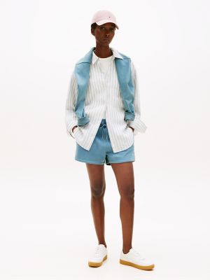 Embroidered Tommy Logo Sweatshort, Blue Coal