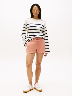 Embroidered Tommy Logo Sweatshort, Guava