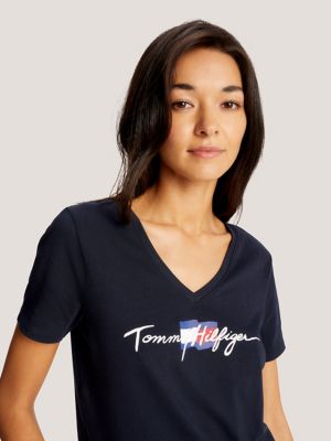 Script Logo V-Neck T-Shirt | Tommy Hilfiger USA