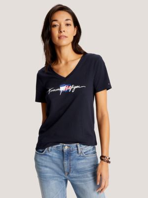 TOMMY HILFIGER - T-shirt donna con logo circolare 