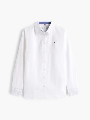tommy hilfiger women's dress shirt Tommy Hilfiger Womens Classic Button-down-shirts, (2024 Collection) Striped  Seldom Blue/Bright White., X-Large US at Amazon Women's Clothing store