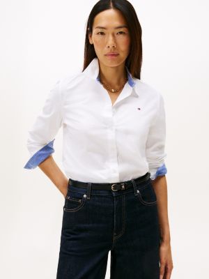 Regular Fit Solid Stretch Oxford Shirt, Optic White