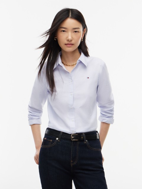 Женские рубашки Tommy Hilfiger Regular Fit Striped Stretch Oxford Shirt