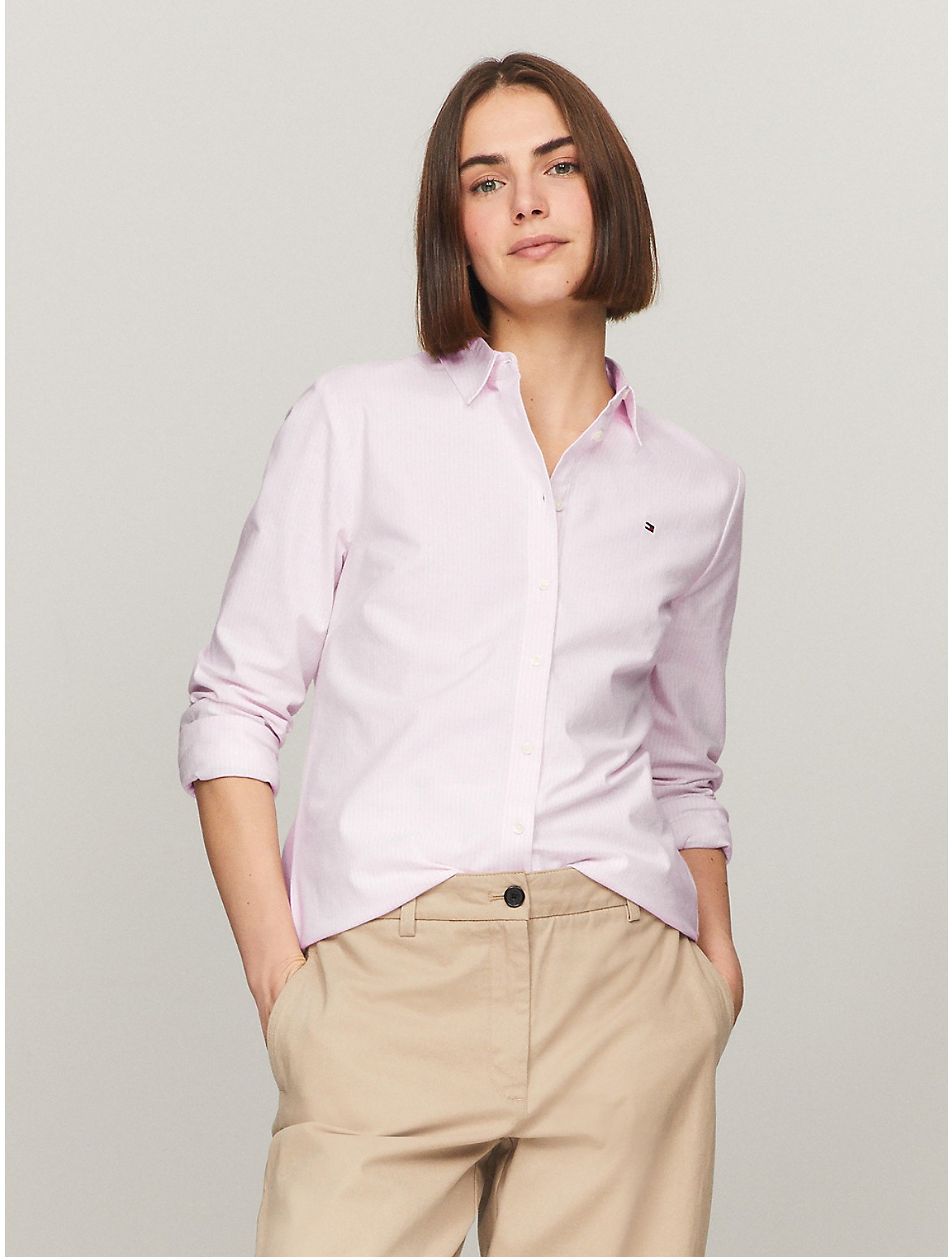 Tommy Hilfiger Women's Regular Fit Stripe Stretch Oxford Shirt