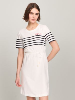 Hilfiger Stripe Logo T Shirt Dress Tommy Hilfiger