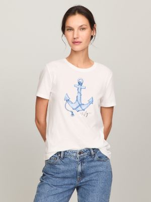 Bold Anchor Logo T Shirt Tommy Hilfiger USA