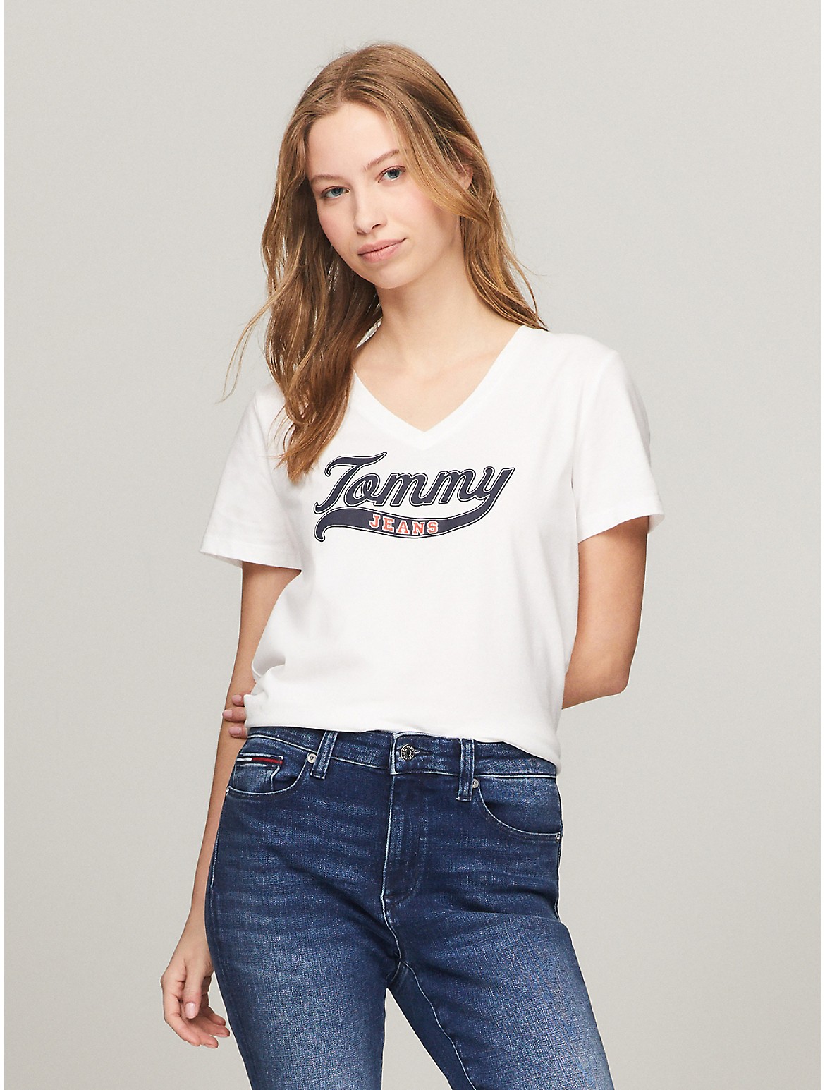 Tommy Hilfiger Women's Tommy Logo V-Neck T-Shirt