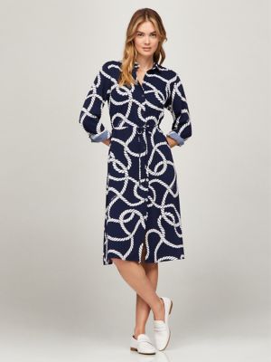 Nautical Rope Print Midi Shirtdress Tommy Hilfiger USA