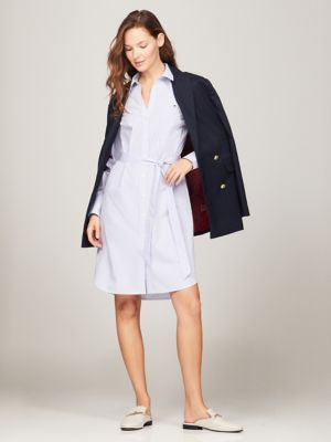 Belted Stripe Cotton Poplin Shirtdress | Tommy Hilfiger