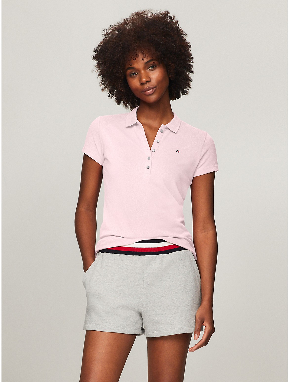 Tommy Hilfiger Women's Slim Fit Stretch Cotton Polo - Pink - M