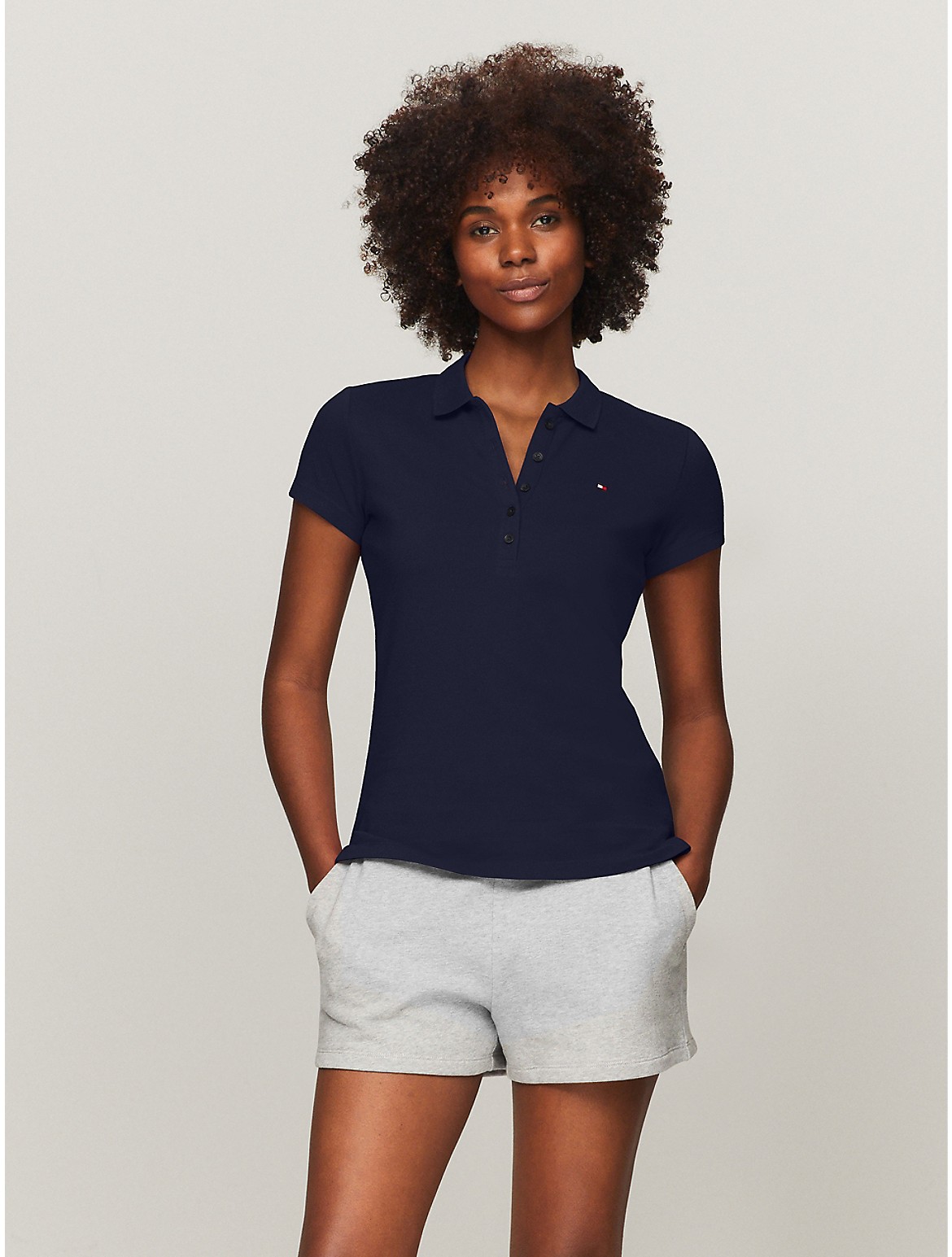 Shop Tommy Hilfiger Slim Fit Stretch Cotton Polo In Navy