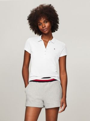 Slim Fit Stretch Cotton Polo, Optic White