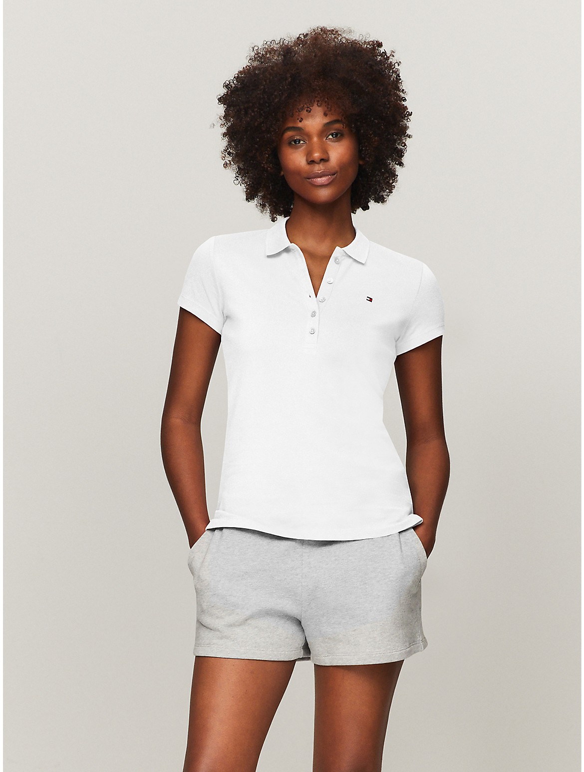 Shop Tommy Hilfiger Slim Fit Stretch Cotton Polo In Optic White Th