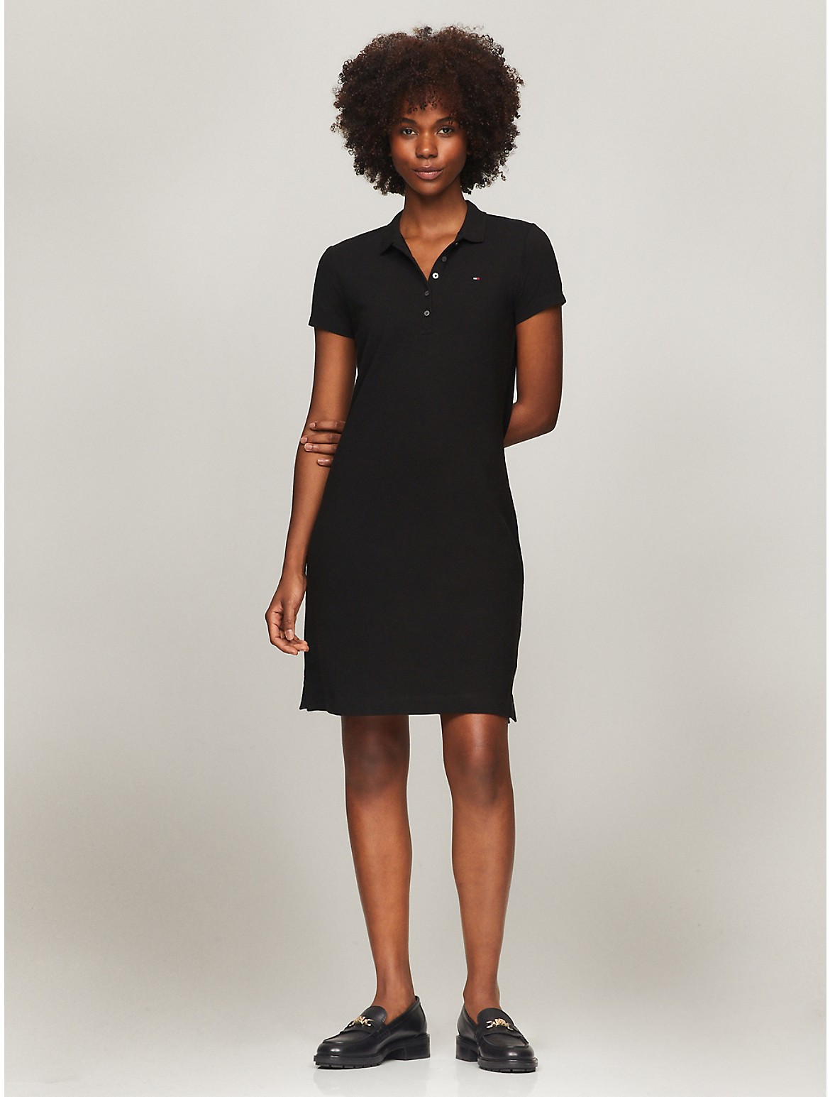 Shop Tommy Hilfiger Slim Fit Stretch Cotton Polo Dress In Black