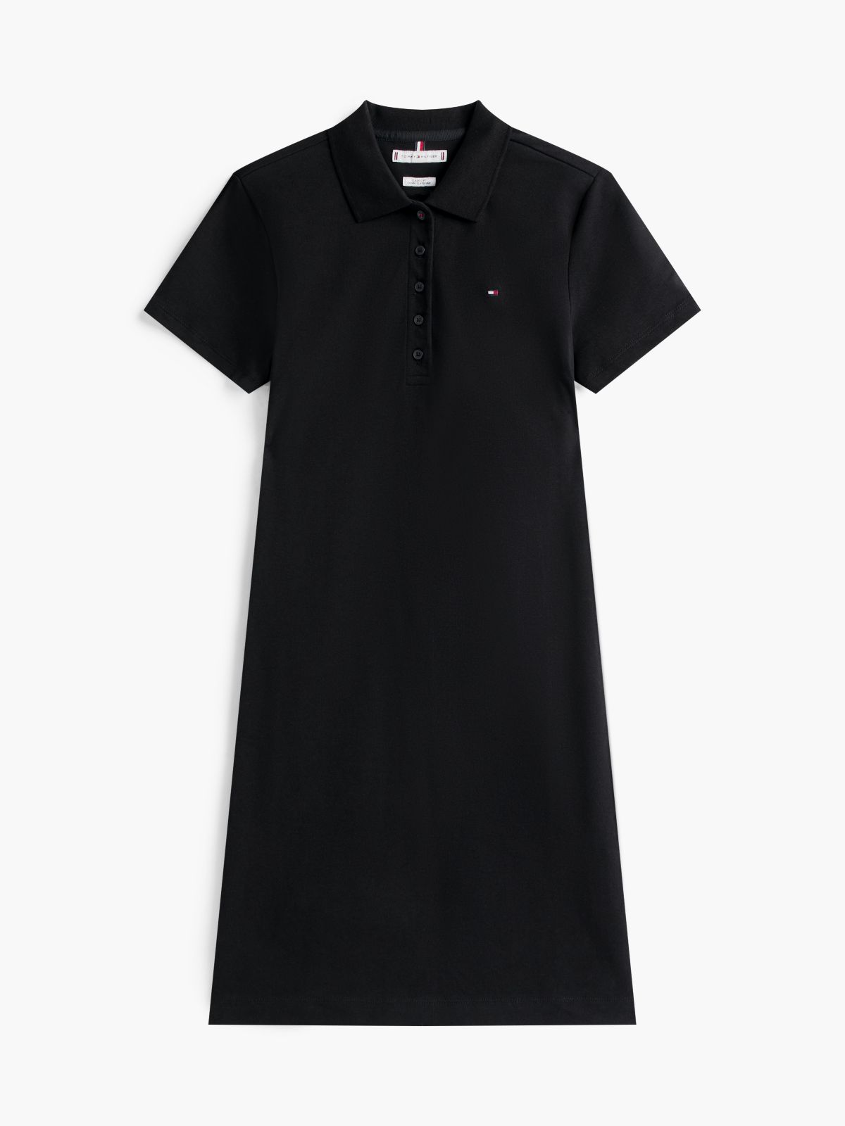 Classic Fit Stretch Cotton Polo Dress — Black
