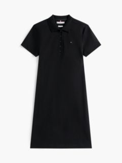 Classic Fit Stretch Cotton Polo Dress — Black 5