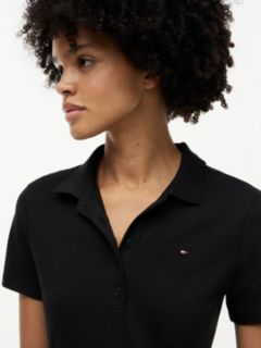 Classic Fit Stretch Cotton Polo Dress — Black 3