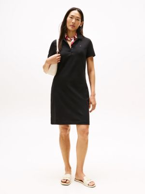 Stretch-Cotton Regular Fit Polo Dress, Black