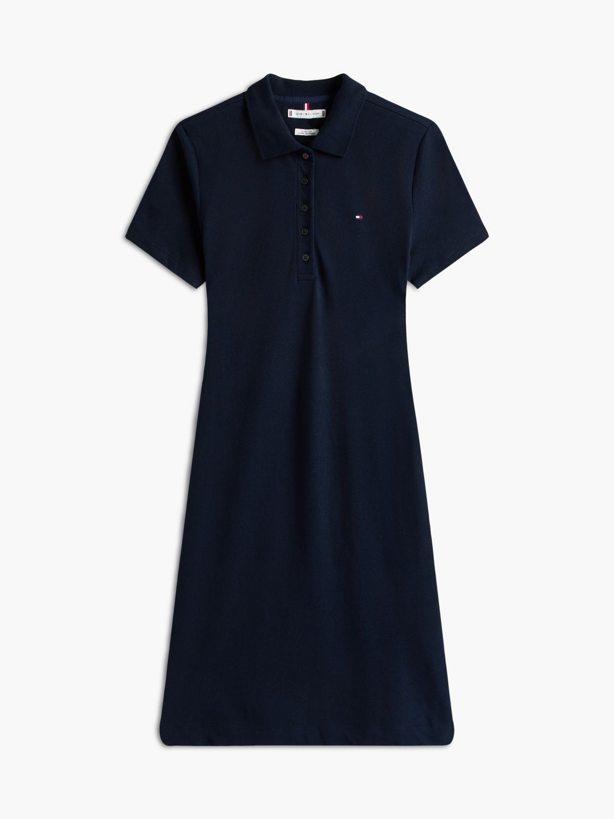 Classic Fit Stretch Cotton Polo Dress — Navy