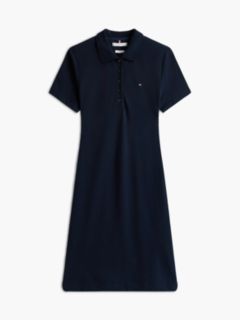 Classic Fit Stretch Cotton Polo Dress — Navy 6
