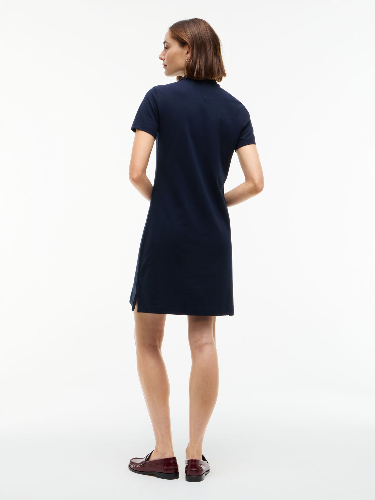 Classic Fit Stretch Cotton Polo Dress — Navy
