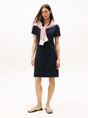 Stretch-Cotton Regular Fit Polo Dress, Navy