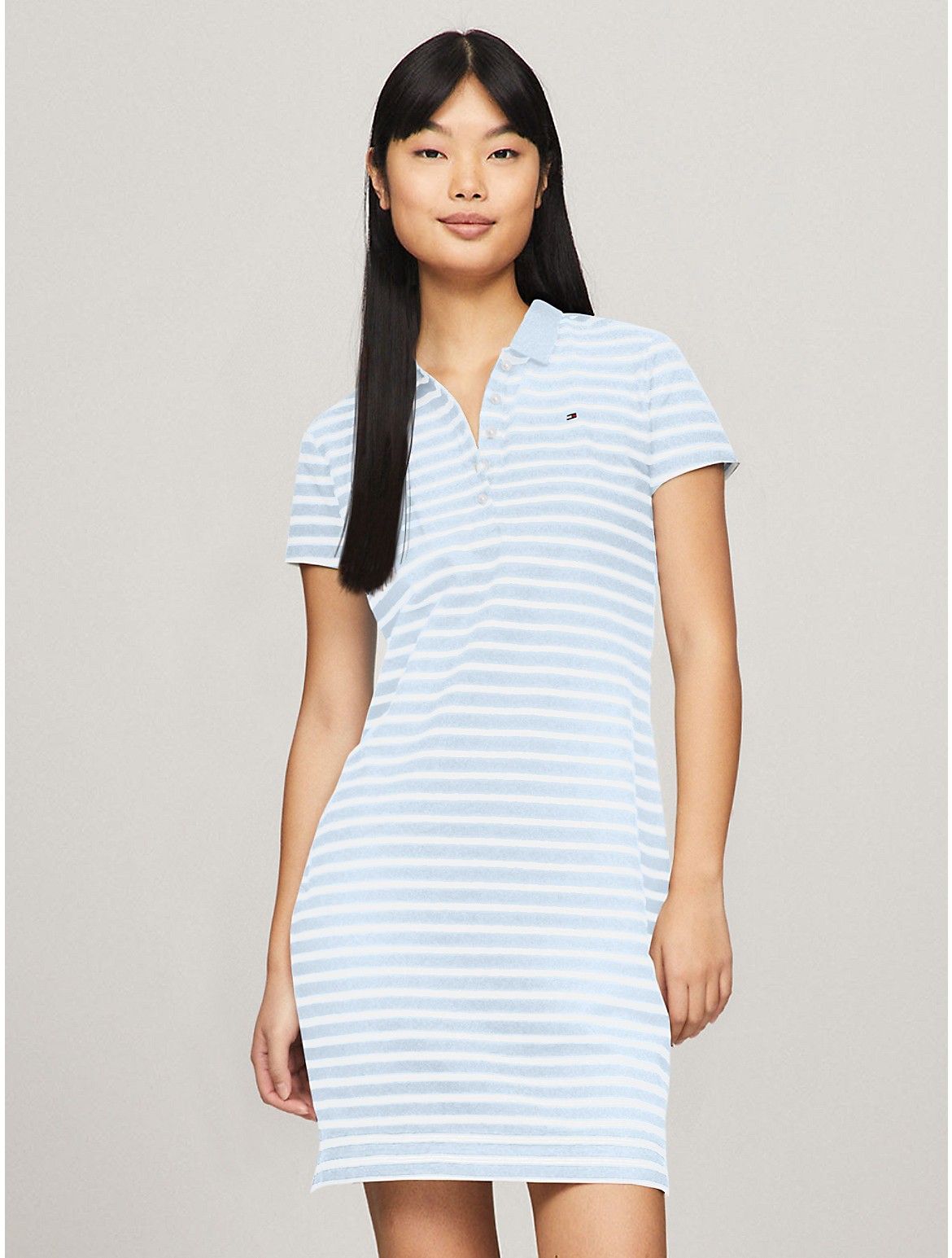 Shop Tommy Hilfiger Slim Fit Stripe Stretch Polo Dress In Breezy Blue  Multi