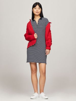 Slim Fit Stripe Stretch Polo Dress, Navy Multi