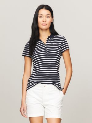 TOMMY HILFIGER - Women's slim polo shirt with signature collar - Navy -  OT-XW0XW02351DW5