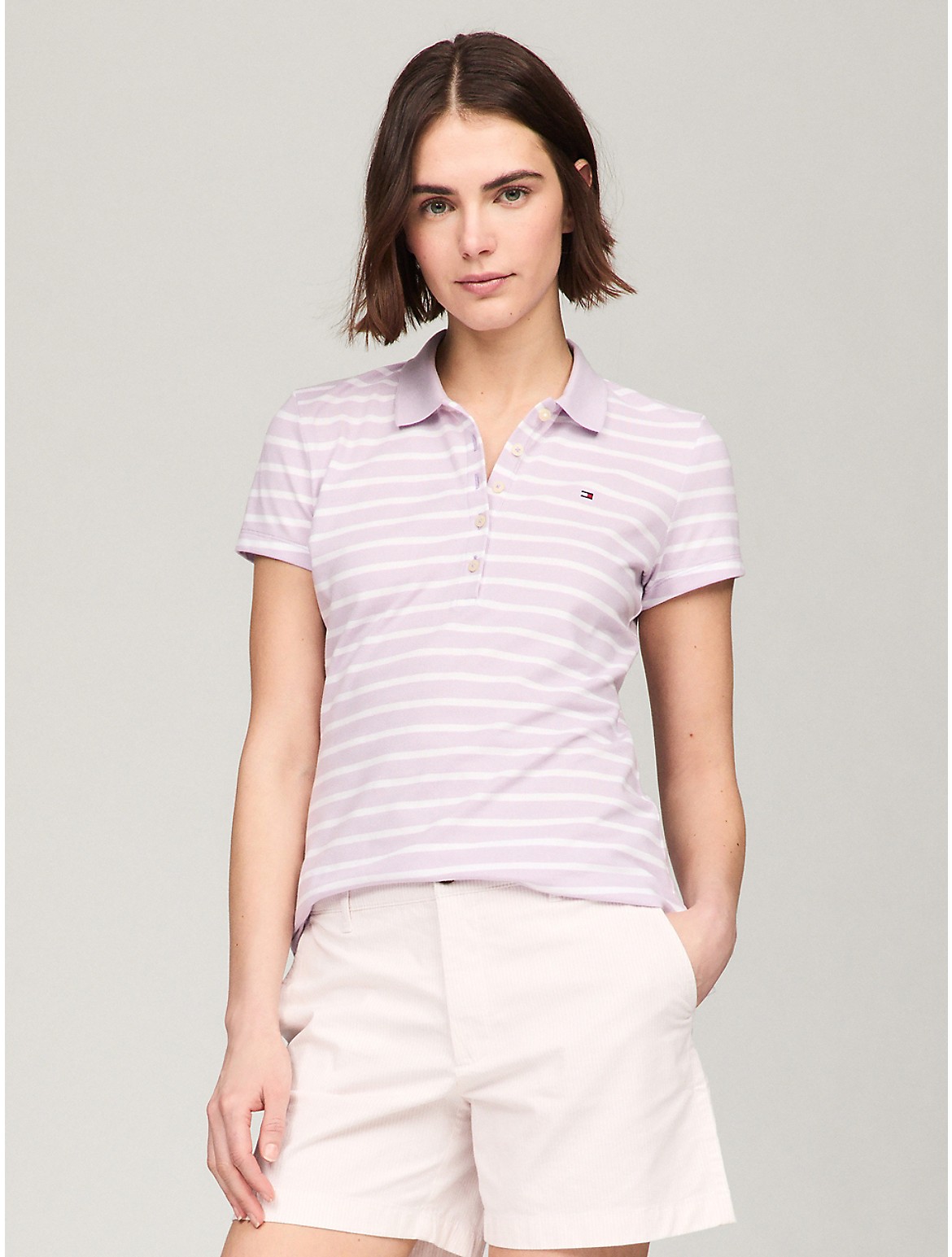 Tommy Hilfiger Women's Slim Fit Stripe Stretch Cotton Polo