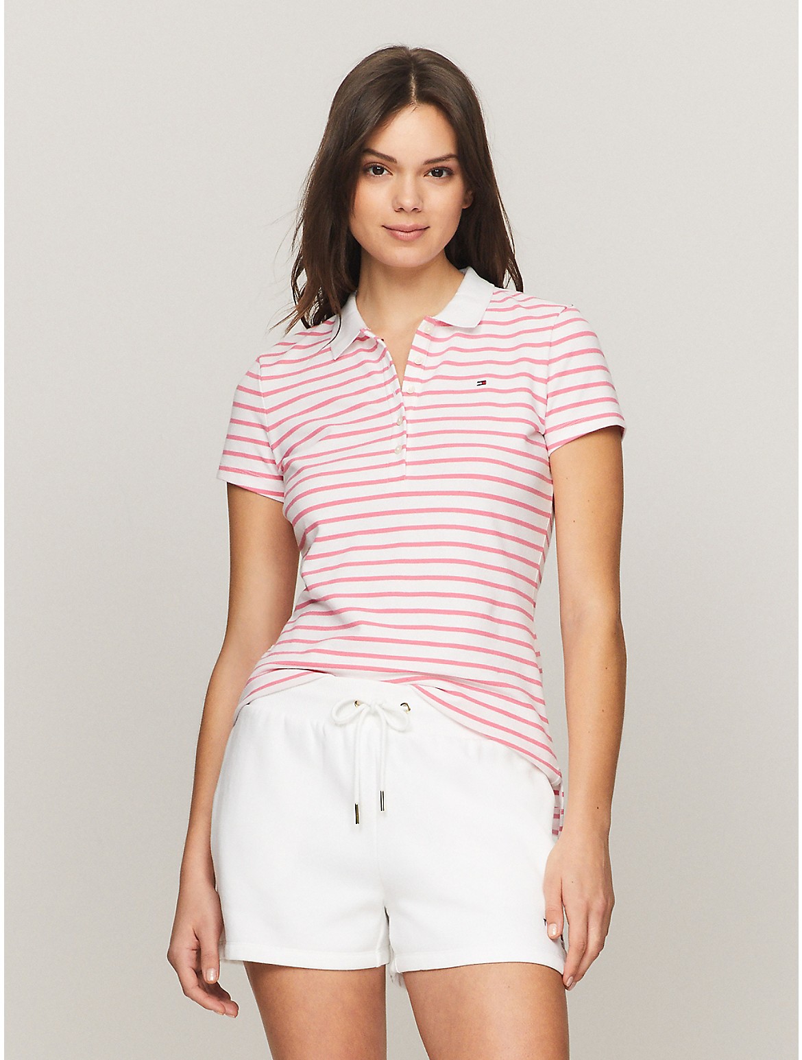 Tommy Hilfiger Women's Slim Fit Stripe Stretch Cotton Polo