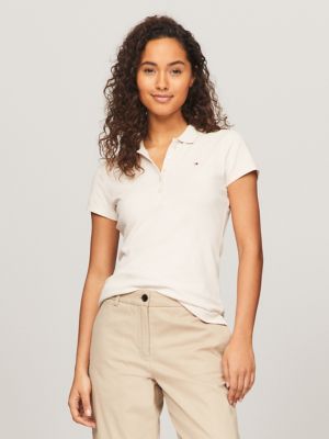 Slim Fit Stretch Cotton Polo, Feather White