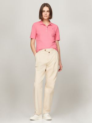 Solid Stretch Cotton Polo, Glamour Pink