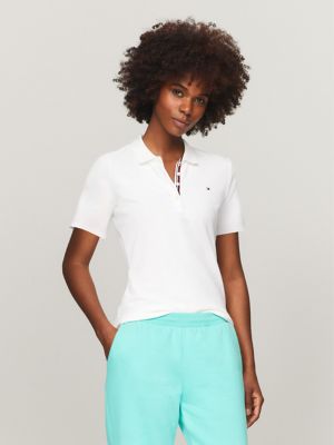 Solid Stretch Cotton Polo, Optic White TH