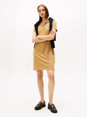 Stretch-Cotton Regular Fit Polo Dress, Brown