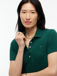 Classic Fit Stretch Cotton Polo Dress — Ornamental Green 3