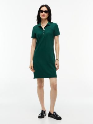 Classic Fit Stretch Cotton Polo Dress, Ornamental Green
