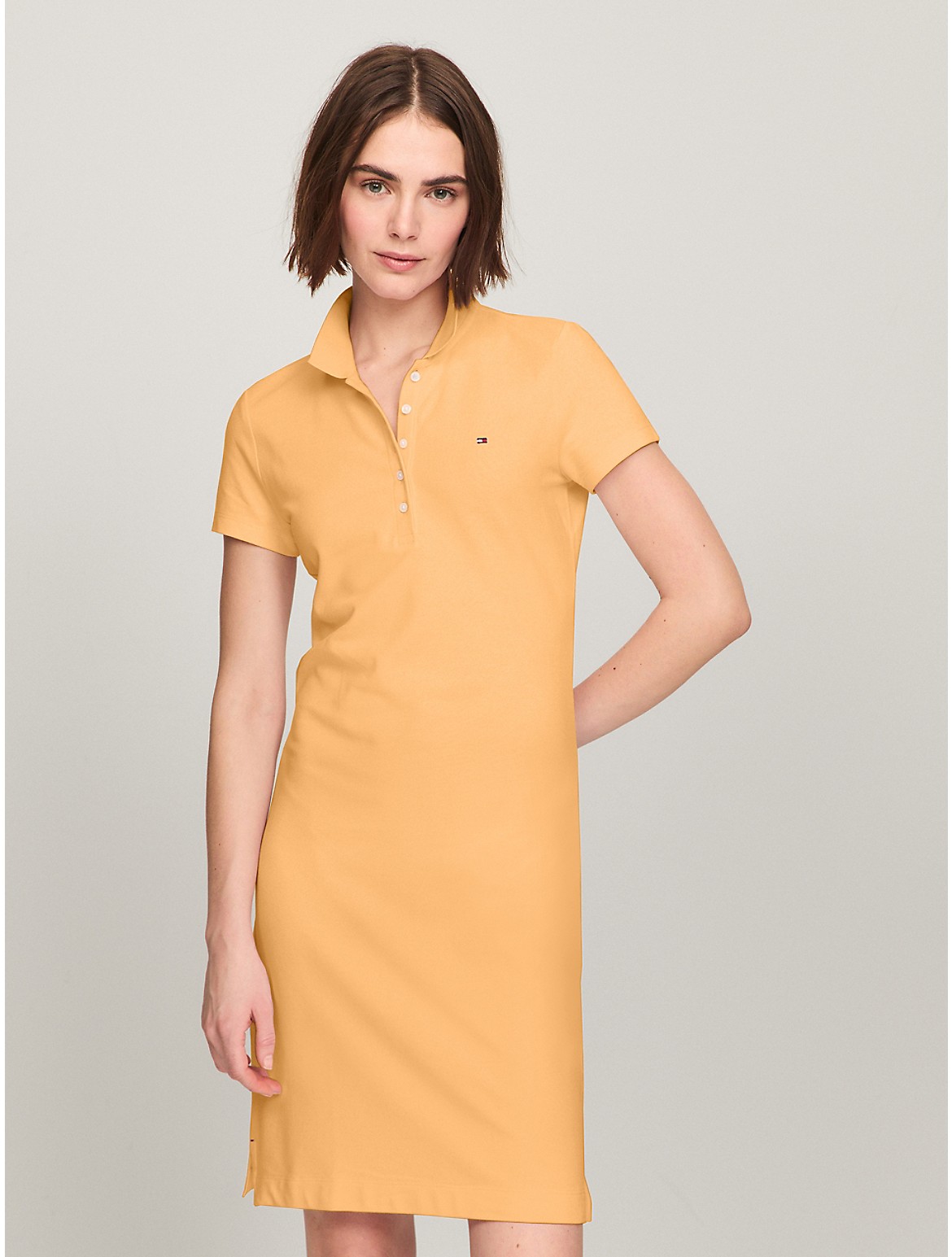 Shop Tommy Hilfiger Slim Fit Stretch Cotton Polo Dress In Tuscan Melon
