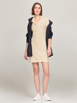 Stretch-Cotton Regular Fit Polo Dress, Tea Biscuit