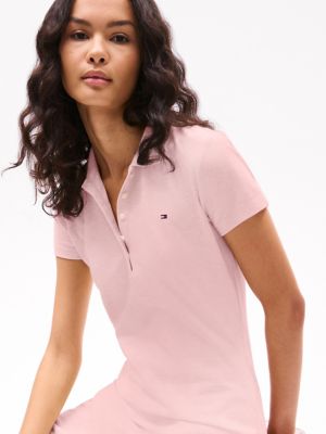 Stretch-Cotton Regular Fit Polo Dress, Light Pink