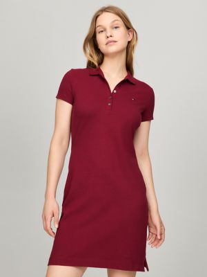 Stretch-Cotton Regular Fit Polo Dress, Rouge