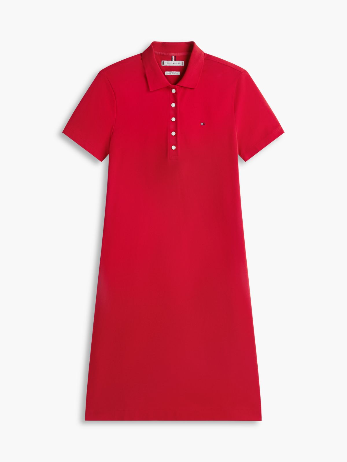 Classic Fit Stretch Cotton Polo Dress — Primary Red