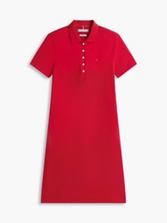 Classic Fit Stretch Cotton Polo Dress — Primary Red 5